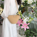 Summer Straw Bag for Women Bucket Beach Bag Rattan Travel Bohemia Shoulder