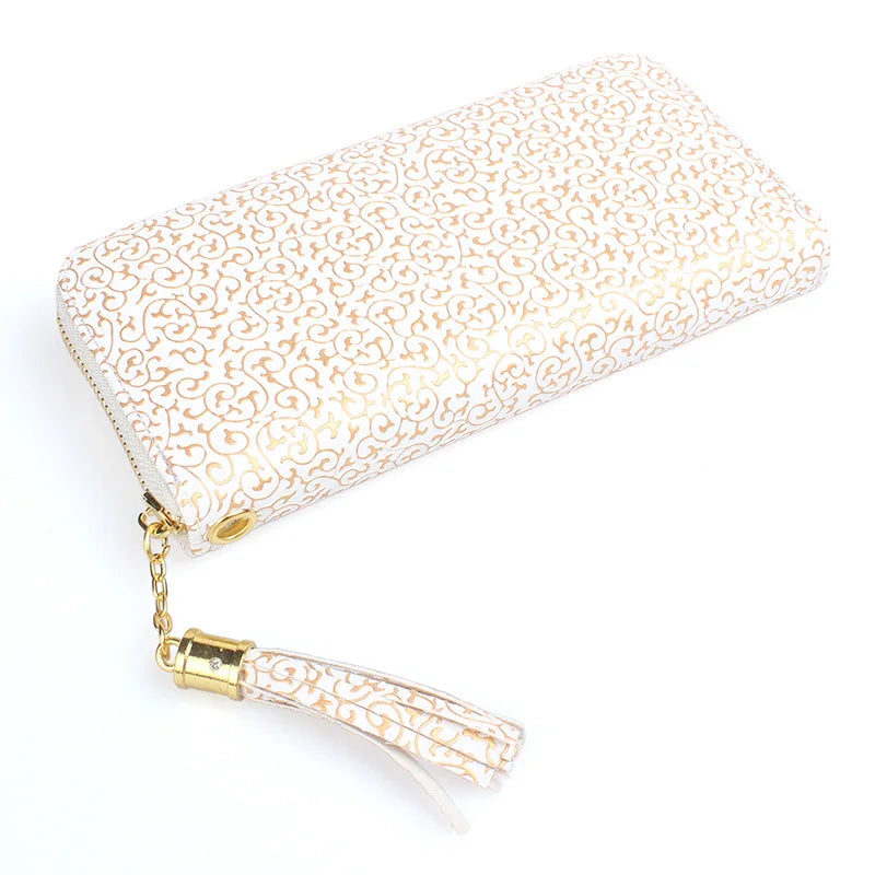 Solid Printing Tassel Ladies Wallet Large Capacity Clutch Bag Zipper Purse