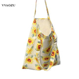 Sunflower Linen Canvas Shopping Tote Bag Women Handbags Reusable