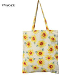 Sunflower Linen Canvas Shopping Tote Bag Women Handbags Reusable
