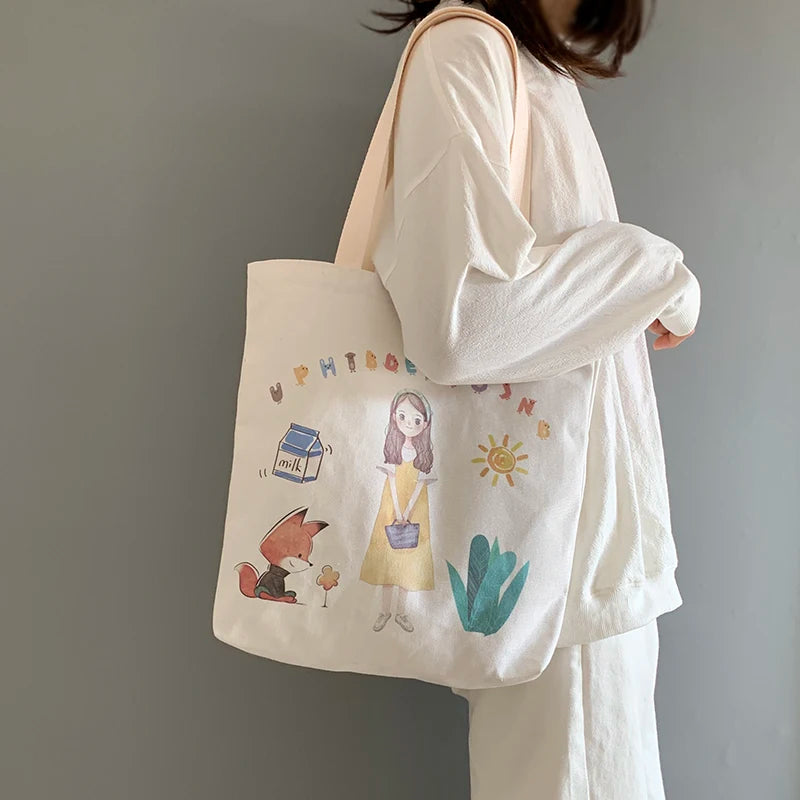 Large Capacity Ladies Shoulder Bag Japanese Student Female Cloth Bag