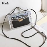 Small Square Messenger Bag Crossbody Shoulder Bag Transparent Soft PU Shinny H
