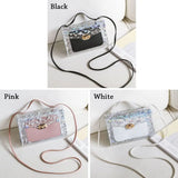 Small Square Messenger Bag Crossbody Shoulder Bag Transparent Soft PU Shinny H