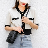 Textured Messenger Bag for Women Retro Shoulder Bag in Soft Leather Brown/Black