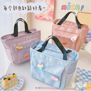 Women's Thermal Lunch Bag Large Tote Food Picnic Badge Portable Bags