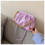 Thick Chain Shoulder Bag Women Pleated Cloud Crossbody Casual Ladies Bag