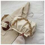 Thick Chain Shoulder Bag Women Pleated Cloud Crossbody Casual Ladies Bag