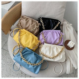 Thick Chain Shoulder Bag Women Pleated Cloud Crossbody Bag