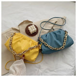 Pleated Cloud Crossbody Bag Women's Thick Chain Shoulder Bag Casual Ladies Bag