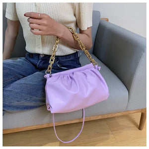 Pleated Cloud Bag Crossbody Chain Shoulder Bag for Women