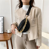 Plaid Cloth Waist Bag Chain Fanny Pack Women's Shoulder Crossbody Chest Bag