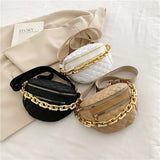 Plaid Cloth Waist Bag Chain Fanny Pack Women's Shoulder Crossbody Chest Bag