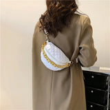 Plaid Cloth Waist Bag Chain Fanny Pack Women's Shoulder Crossbody Chest Bag