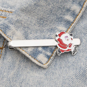 Tide Christmas Series Mini Santa Claus Tie Clip for Man Woman Holiday