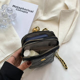 Women's Pleated Pu Leather Crossbody Bag with Silk Scarf - Small Messenger Bag