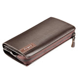 Male Clutch Bag Leather Long Purse Business Phone Wallet