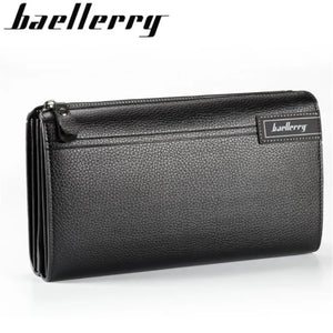 Male Clutch Bag Leather Long Purse Business Phone Wallet