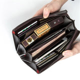 Male Clutch Bag Leather Long Purse Business Phone Wallet
