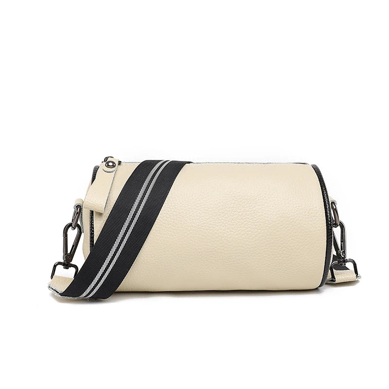 Pure Cowhide Shoulder Bag Barrel type Messenger Bag