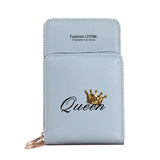 Touch Screen Mobile Phone Bags Women Wallets Card Pack Queen Print Female