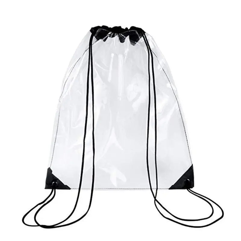 Transparent Drawstring Backpack School Tote Gym Bag Sport Pack