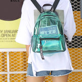 Transparent PVC Backpack For School Girls Clear Bags Travel Daypack