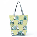 Cartoon Animal Foldable Tote Bag Women Large Capacity Shopping Shoulder Bag