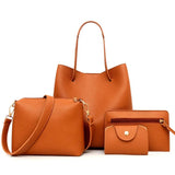 4Pcs Women Soft Faux Leather Shoulder Bag Handbag