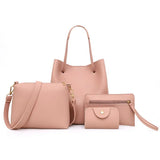 4Pcs Women Soft Faux Leather Shoulder Bag Handbag