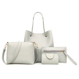4Pcs Women Soft Faux Leather Shoulder Bag Handbag