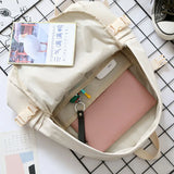 Canvas Women Backpack Solid Shoulder Bags School Bag Mochilas