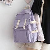 Canvas Women Backpack Solid Shoulder Bags School Bag Mochilas