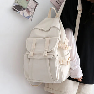 Canvas Women Backpack Solid Shoulder Bags School Bag Mochilas