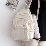 Canvas Women Backpack Solid Shoulder Bags School Bag Mochilas
