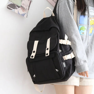 Canvas Women Backpack Solid Shoulder Bags School Bag Mochilas
