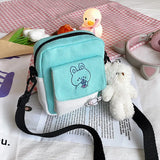 Canvas Shoulder Women's Bag Small Messenger Crossbody Bag for Girl Students