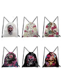 Floral Skull Drawstring Bag Halloween Backpack