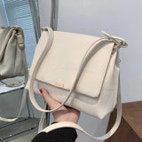 Soft Polyester PU Shoulder Bag Handbag Solid Buckle Tote Bag