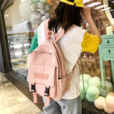 Casual Backpack Shoulder Bag Solid SchoolBag for Teenage Girl Boy