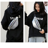 Geometric Waist Bag PU Laser Sport Shoulder Messenger Fanny Pack
