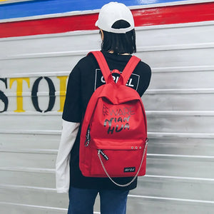 Korea Style Women Backpack Large Capacity Letter Pattern Girls Knapsack