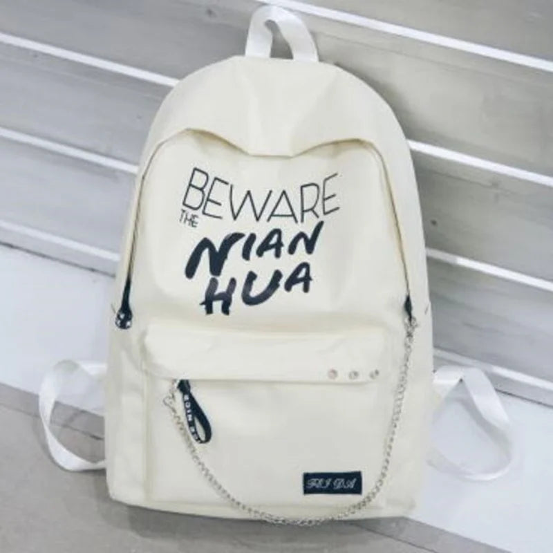 Korea Style Women Backpack Large Capacity Letter Pattern Girls Knapsack