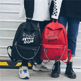 Korea Style Women Backpack Large Capacity Letter Pattern Girls Knapsack