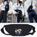 Women Waist Bag Flower Letters Print Chest Pack Purse Crossbody Phone Bag