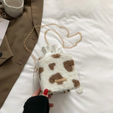 Heart Prints Messenger Chain Shoulder Bag Plush Crossbody Bags for Women