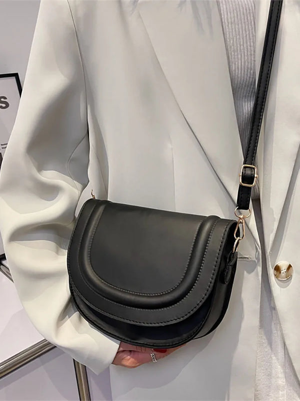 Women's Pu Leather Saddle Shoulder Crossbody Bag Tote