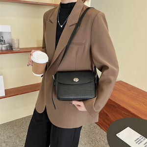 Women's Shoulder Bag PU Leather Female Bag Hardware Lock Flip