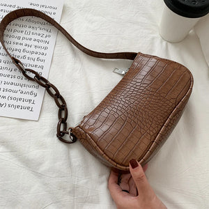 Women's Shoulder Bag PU Leather Milk Tea Underarm Bag Sling Handbag Zipper