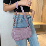 Women's Shoulder Bag PU Leather Milk Tea Underarm Bag Sling Handbag Zipper
