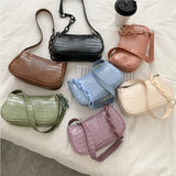 Women's Shoulder Bag PU Leather Milk Tea Underarm Bag Sling Handbag Zipper